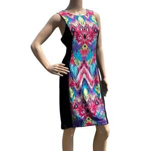 Nicole Miller Multicolored Floral Sleeveless Sheath Dress M